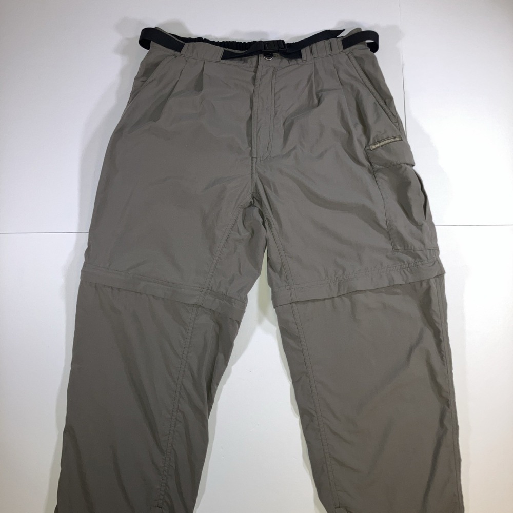 ExOfficio Convertible Pants Mens Medium Gray Cargo Hiking Zip Off Nylon Belted